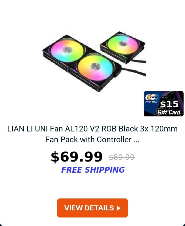 LIAN LI UNI Fan AL120 V2 RGB Black 3x 120mm Fan Pack with Controller ...