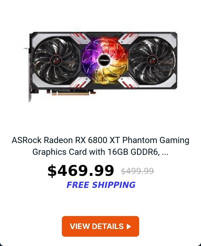 ASRock Radeon RX 6800 XT Phantom Gaming Graphics Card with 16GB GDDR6, ...