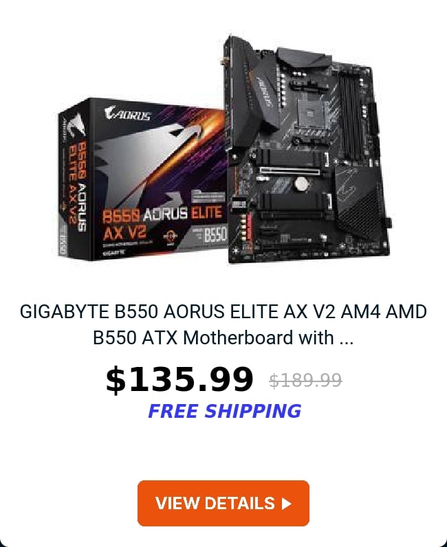 GIGABYTE B550 AORUS ELITE AX V2 AM4 AMD B550 ATX Motherboard with ...