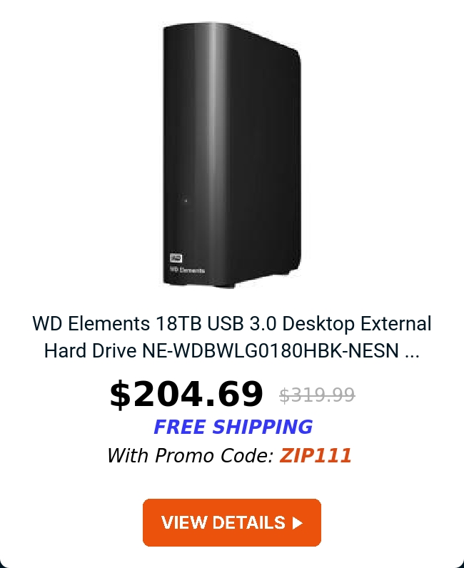 WD Elements 18TB USB 3.0 Desktop External Hard Drive NE-WDBWLG0180HBK-NESN  Black 