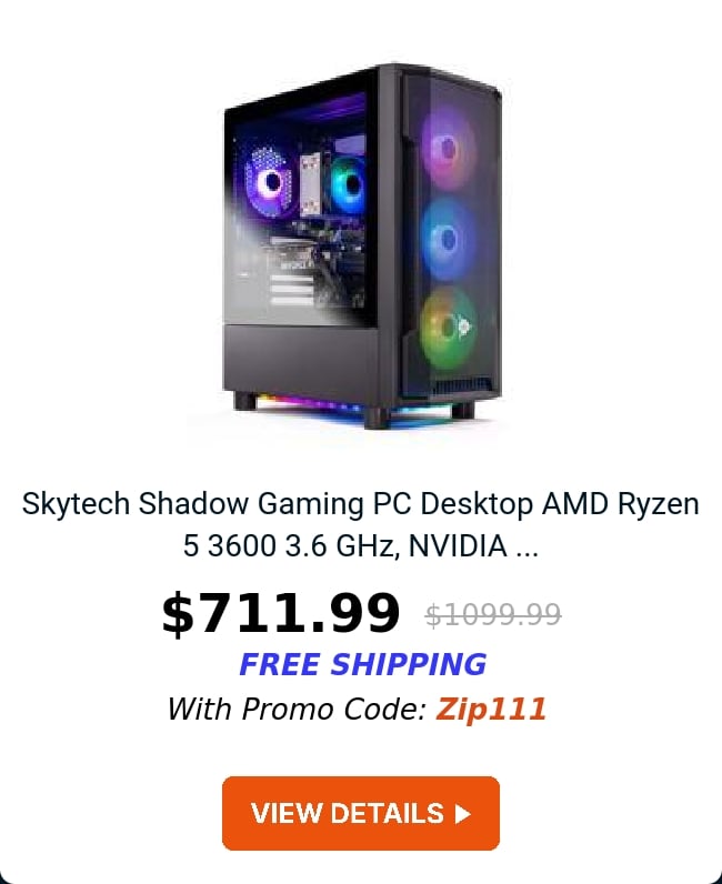 Skytech Shadow Gaming PC Desktop  AMD Ryzen 5 3600 3.6 GHz, NVIDIA ...