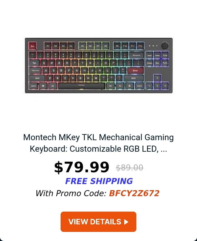 Montech MKey TKL Mechanical Gaming Keyboard: Customizable RGB LED, ...