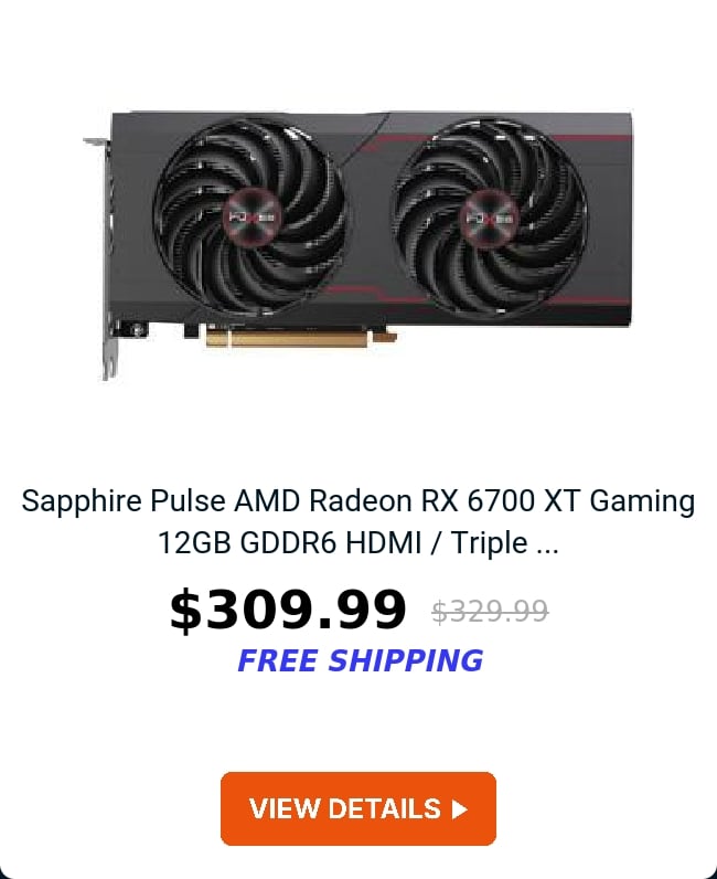 Sapphire Pulse AMD Radeon RX 6700 XT Gaming 12GB GDDR6 HDMI / Triple ...