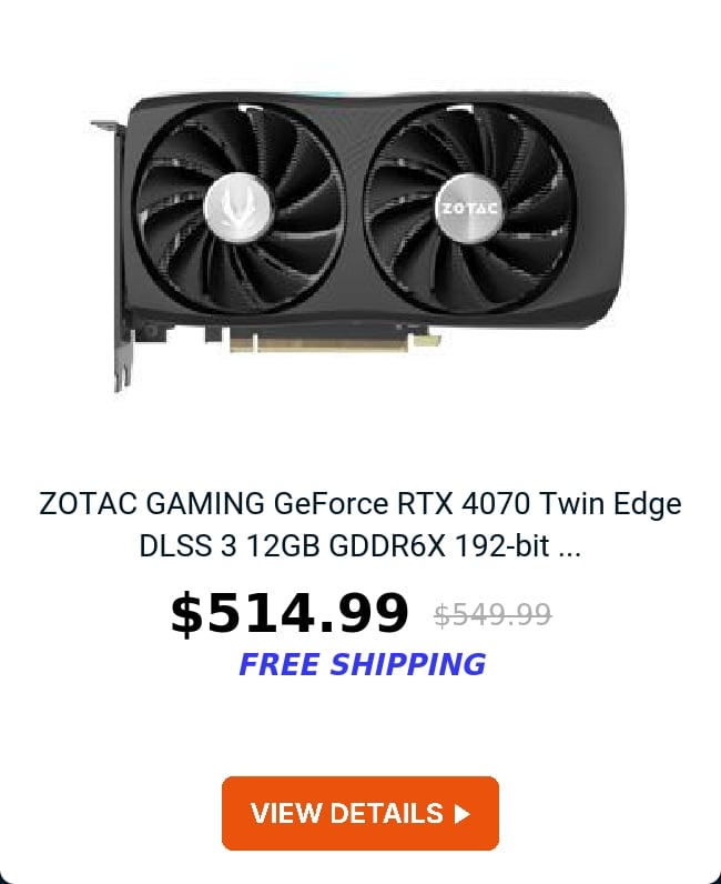 ZOTAC GAMING GeForce RTX 4070 Twin Edge DLSS 3 12GB GDDR6X 192-bit ...