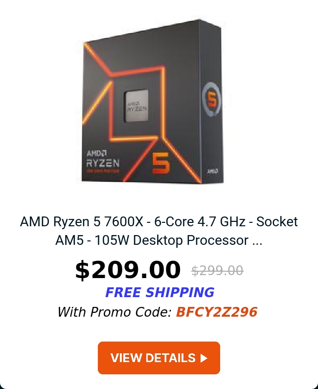 AMD Ryzen 5 7600X - 6-Core 4.7 GHz - Socket AM5 - 105W Desktop Processor ...