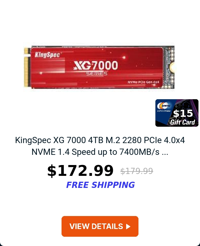 KingSpec XG 7000 4TB M.2 2280 PCIe 4.0x4 NVME 1.4 Speed up to 7400MB/s ...