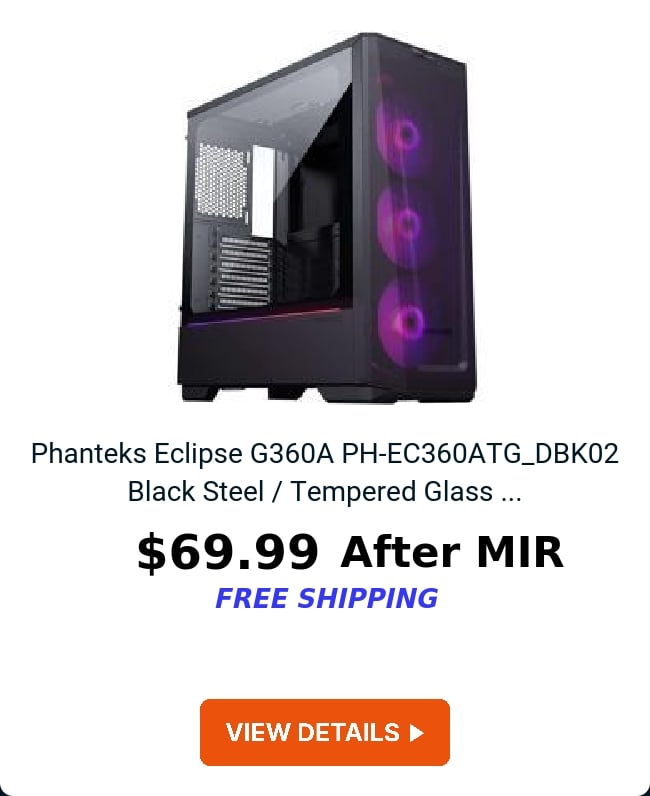 Phanteks Eclipse G360A PH-EC360ATG_DBK02 Black Steel / Tempered Glass ...