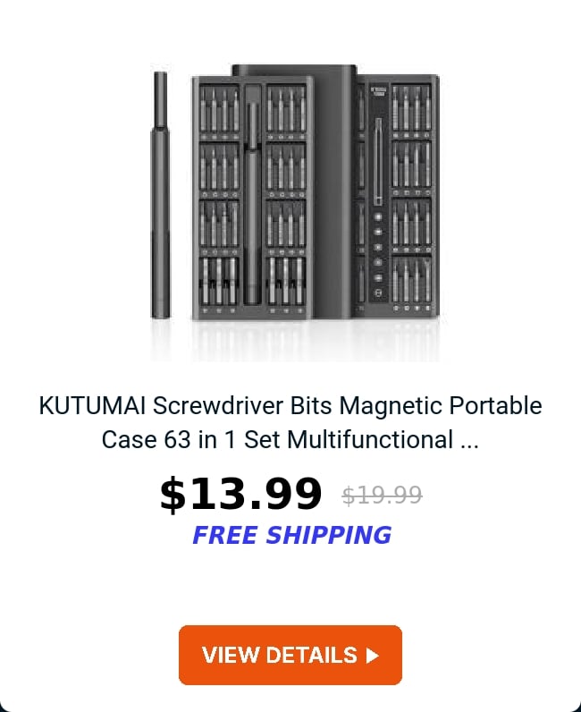 KUTUMAI Screwdriver Bits Magnetic Portable Case 63 in 1 Set Multifunctional ...