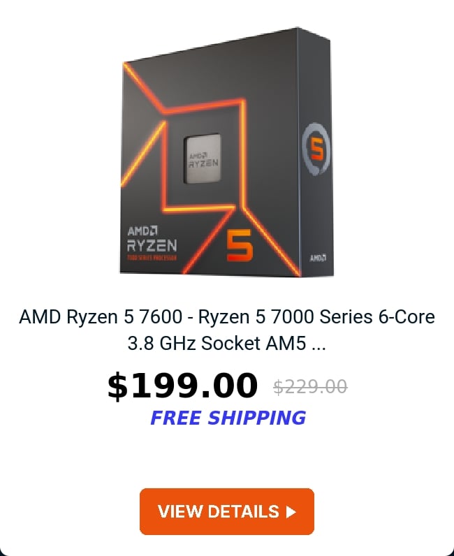 AMD Ryzen 5 7600 - Ryzen 5 7000 Series 6-Core 3.8 GHz Socket AM5 ...