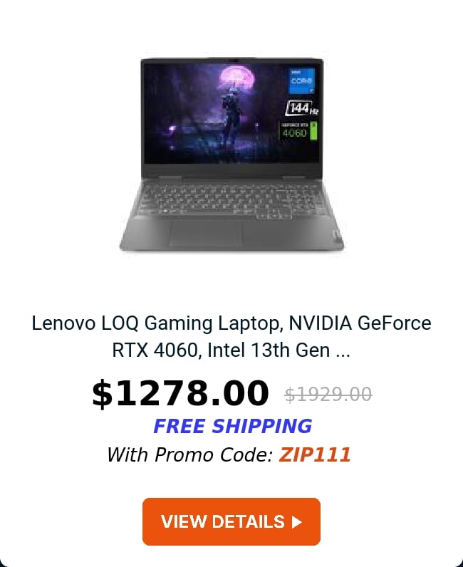 Lenovo LOQ Gaming Laptop, NVIDIA GeForce RTX 4060, Intel 13th Gen ...