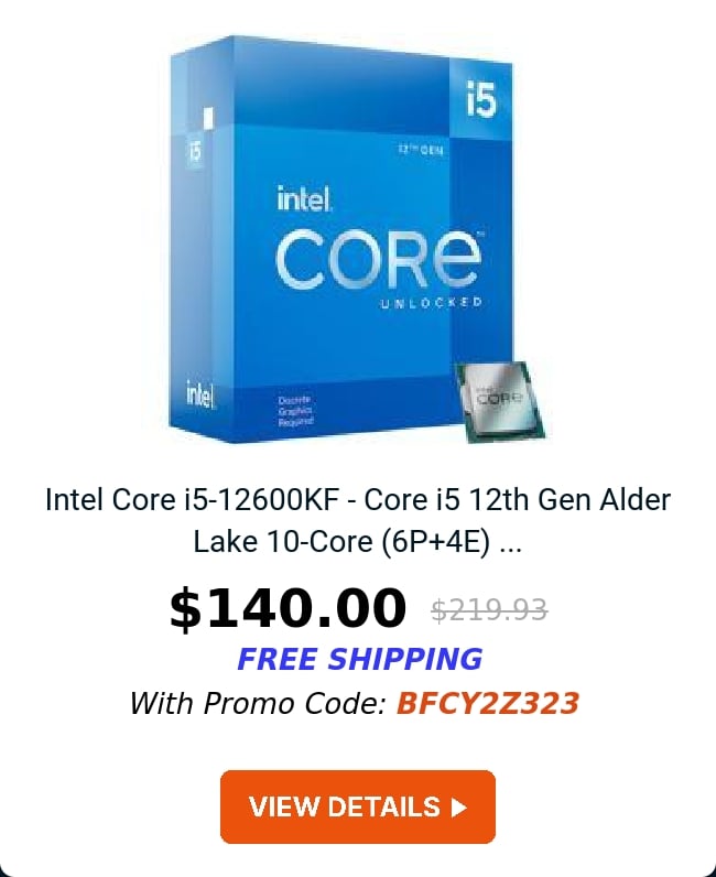 Intel Core i5-12600KF - Core i5 12th Gen Alder Lake 10-Core (6P+4E) ...