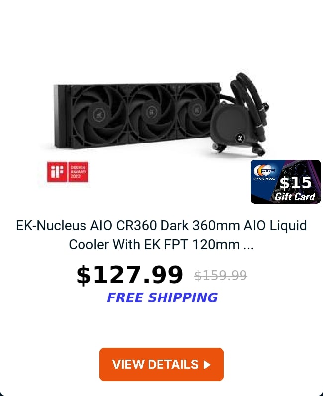 EK-Nucleus AIO CR360 Dark 360mm AIO Liquid Cooler With EK FPT 120mm ...