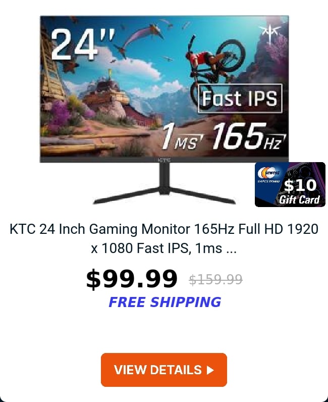 KTC 24 Inch Gaming Monitor 165Hz Full HD 1920 x 1080 Fast IPS, 1ms ...