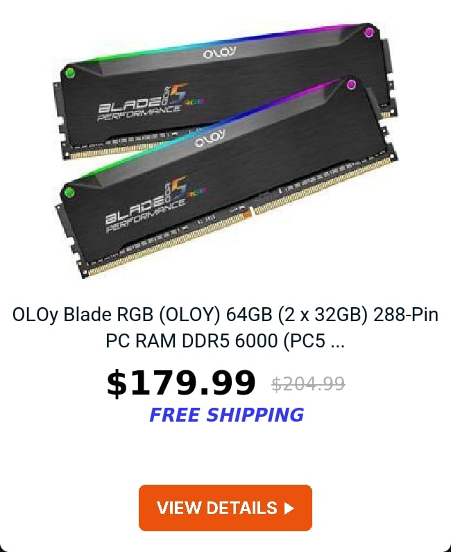 OLOy Blade RGB (OLOY) 64GB (2 x 32GB) 288-Pin PC RAM DDR5 6000 (PC5 ...