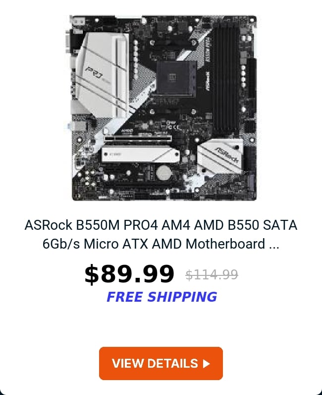 ASRock B550M PRO4 AM4 AMD B550 SATA 6Gb/s Micro ATX AMD Motherboard ...