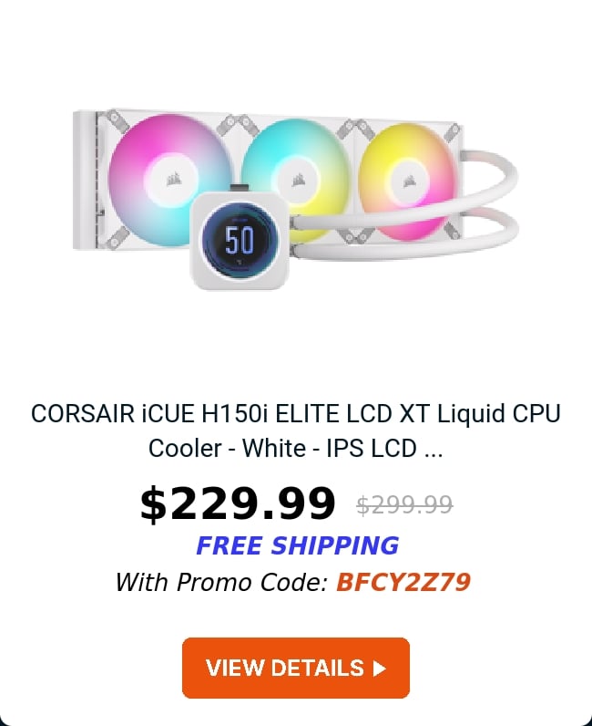 CORSAIR iCUE H150i ELITE LCD XT Liquid CPU Cooler - White - IPS LCD ...