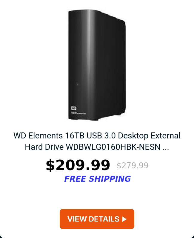 WD Elements 16TB USB 3.0 Desktop External Hard Drive WDBWLG0160HBK-NESN ...