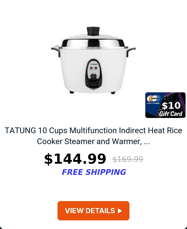 TATUNG 10 Cups Multifunction Indirect Heat Rice Cooker Steamer and
Warmer, ...