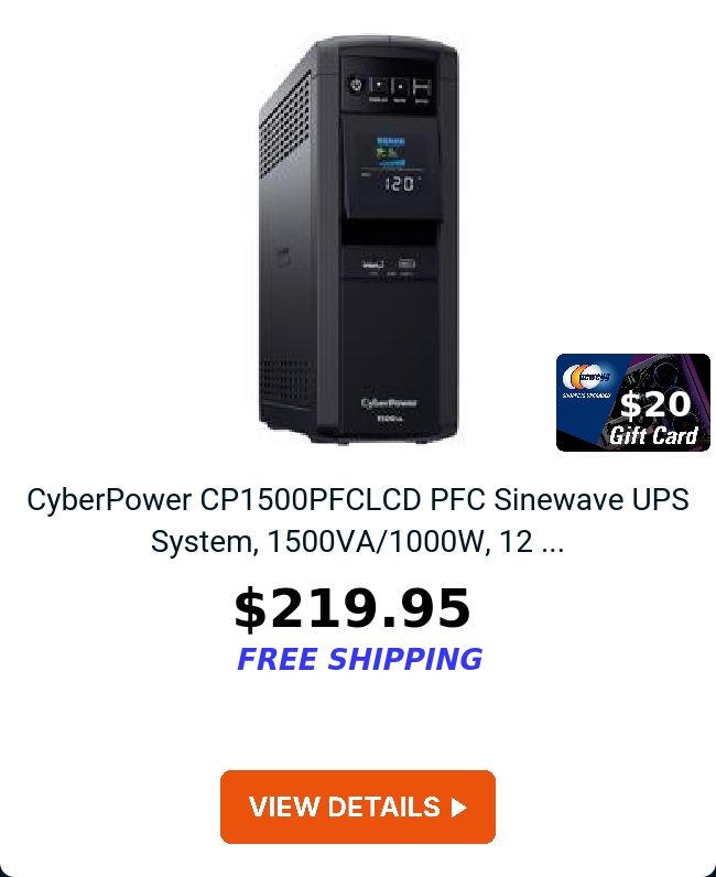 CyberPower CP1500PFCLCD PFC Sinewave UPS System, 1500VA/1000W, 12 ...