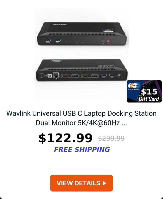 Wavlink Universal USB C Laptop Docking Station Dual Monitor 5K/4K@60Hz ...