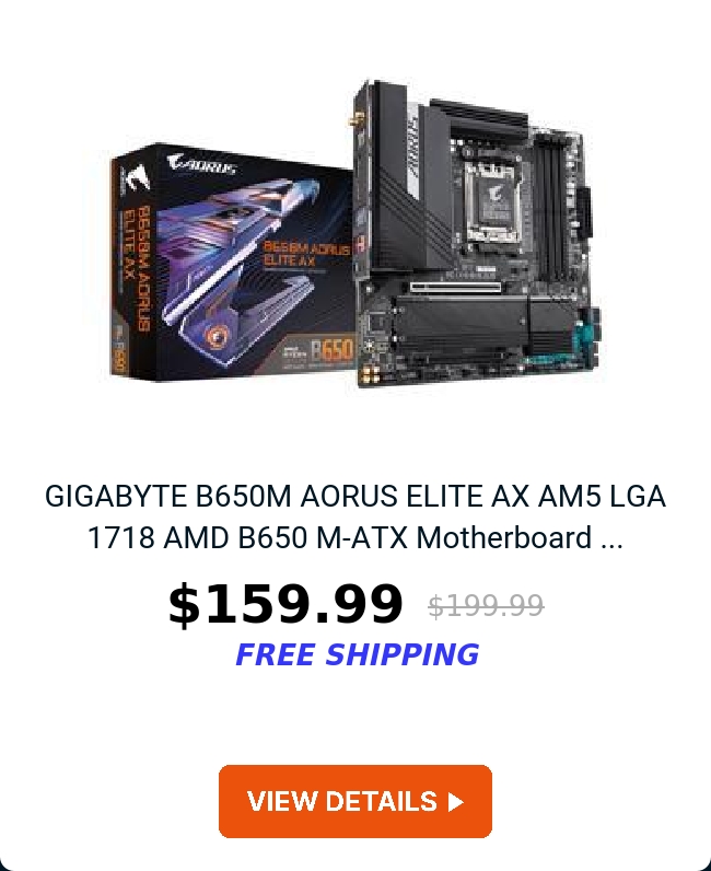 GIGABYTE B650M AORUS ELITE AX AM5 LGA 1718 AMD B650 M-ATX Motherboard ...