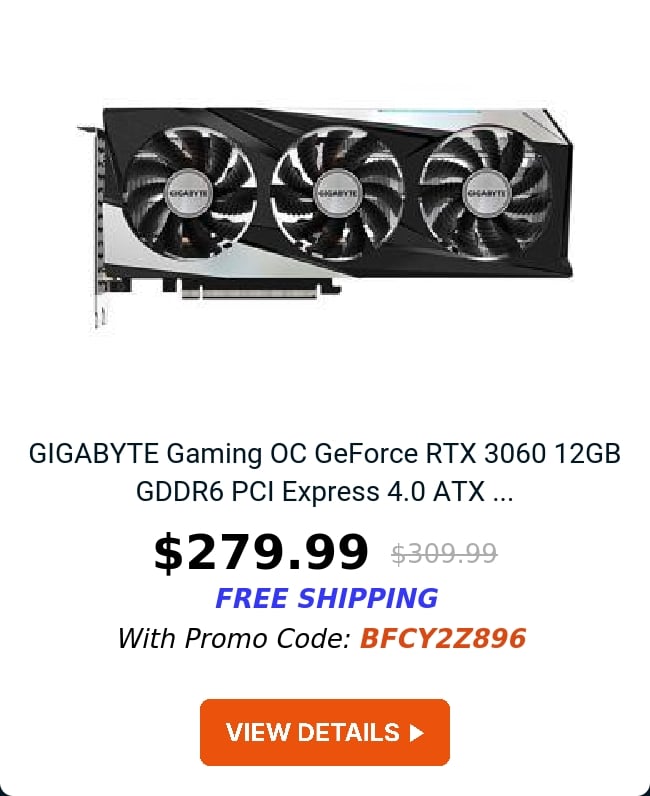 GIGABYTE Gaming OC GeForce RTX 3060 12GB GDDR6 PCI Express 4.0 ATX ...