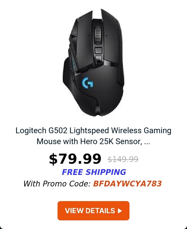 Logitech G502 Lightspeed Wireless Gaming Mouse with Hero 25K Sensor, ...