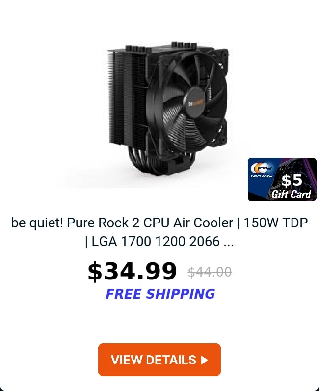 be quiet! Pure Rock 2 CPU Air Cooler | 150W TDP | LGA 1700 1200 2066 ...