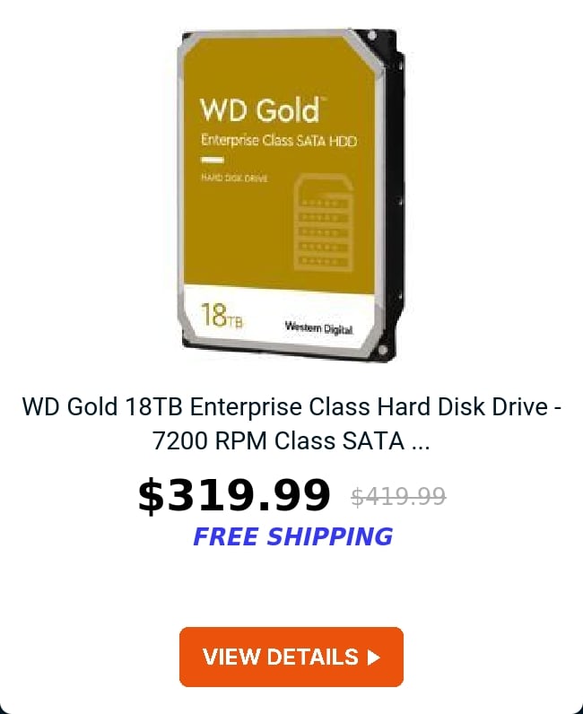 WD Gold 18TB Enterprise Class Hard Disk Drive - 7200 RPM Class SATA ...