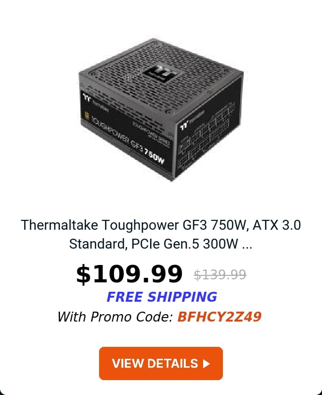 Thermaltake Toughpower GF3 750W, ATX 3.0 Standard, PCIe Gen.5 300W ...