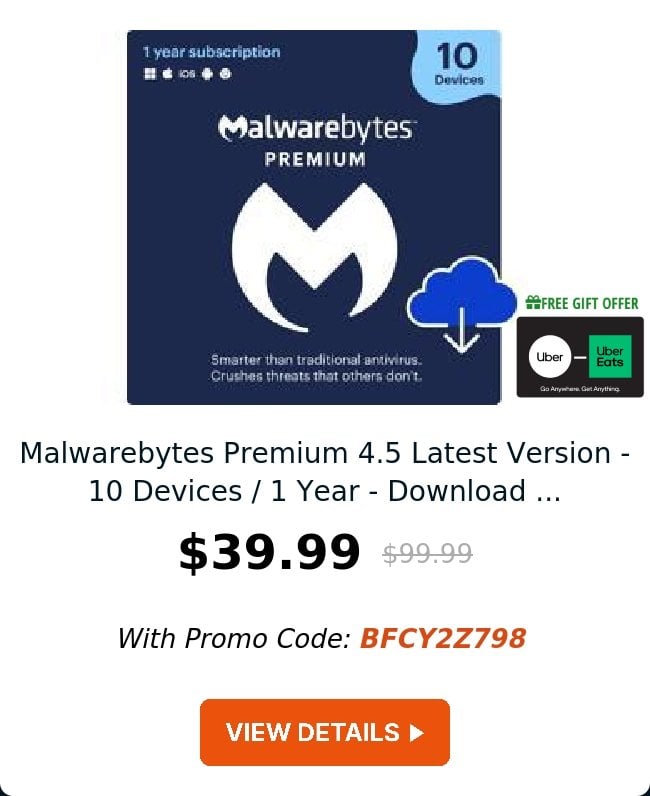 Malwarebytes Premium 4.5 Latest Version - 10 Devices / 1 Year - Download ...