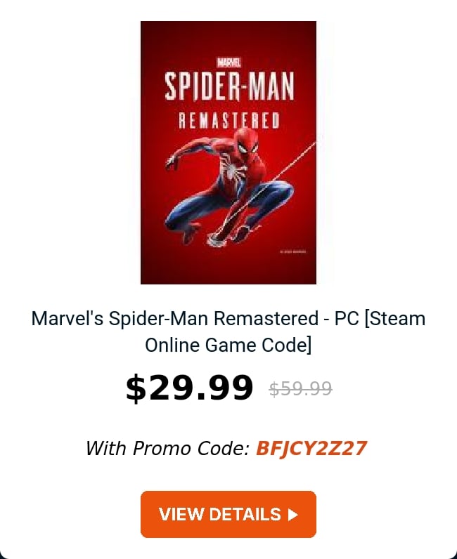 Marvel's Spider-Man Remastered - PC [Steam Online Game Code] 