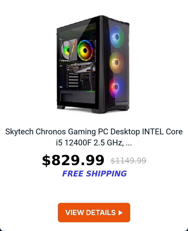 Skytech Chronos Gaming PC Desktop  INTEL Core i5 12400F 2.5 GHz, ...