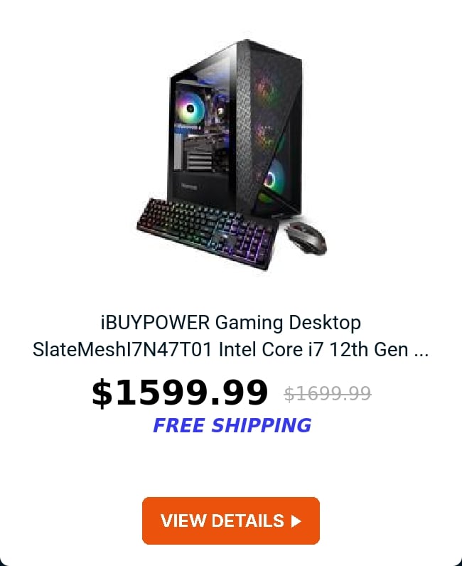 iBUYPOWER Gaming Desktop SlateMeshI7N47T01 Intel Core i7 12th Gen ...