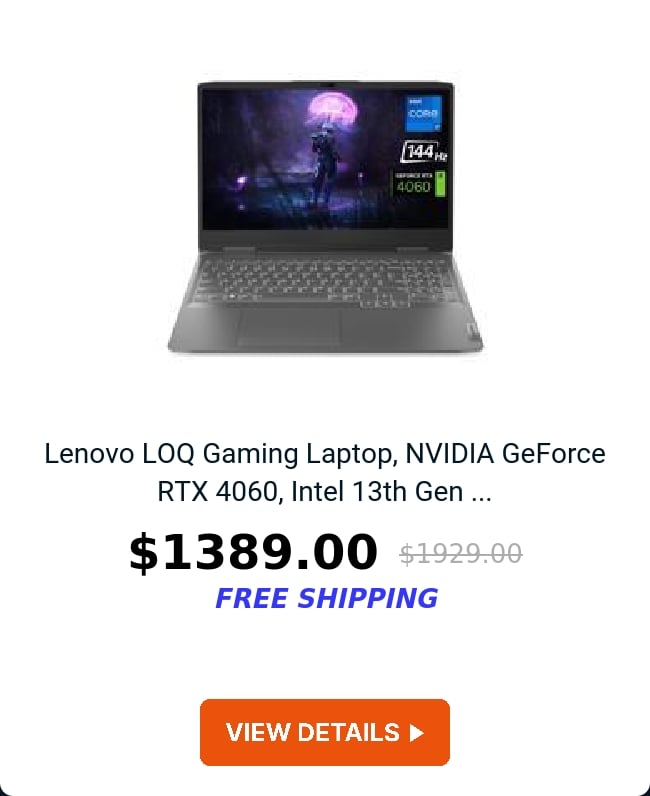 Lenovo LOQ Gaming Laptop, NVIDIA GeForce RTX 4060, Intel 13th Gen ...