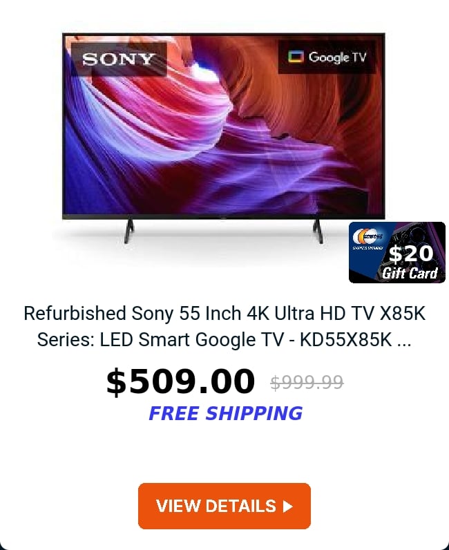 Refurbished Sony 55 Inch 4K Ultra HD TV X85K Series: LED Smart Google TV - KD55X85K ...