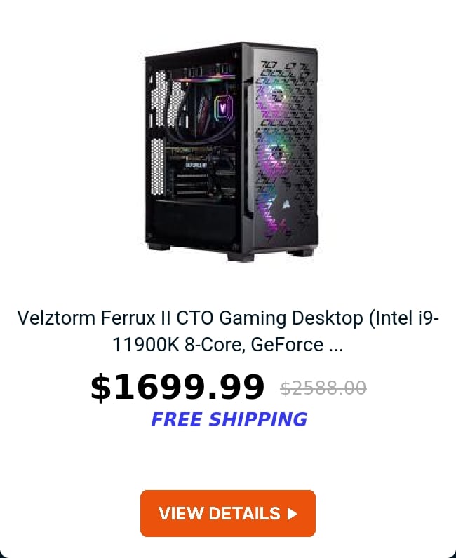 Velztorm Ferrux II CTO Gaming Desktop (Intel i9-11900K 8-Core, GeForce ...