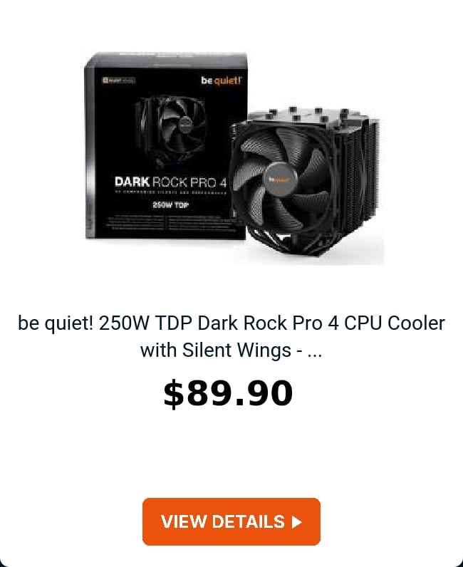 be quiet! 250W TDP Dark Rock Pro 4 CPU Cooler with Silent Wings - ...