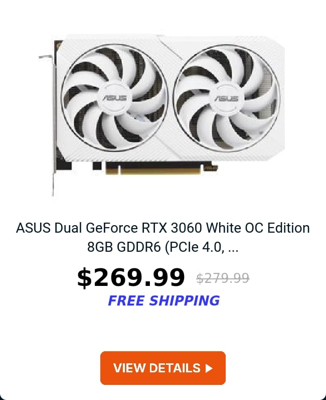 ASUS Dual GeForce RTX 3060 White OC Edition 8GB GDDR6 (PCIe 4.0, ...