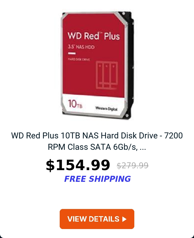 WD Red Plus 10TB NAS Hard Disk Drive - 7200 RPM Class SATA 6Gb/s, ...