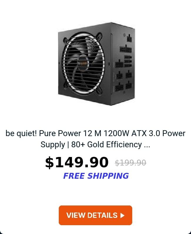 be quiet! Pure Power 12 M 1200W ATX 3.0 Power Supply | 80+ Gold Efficiency ...