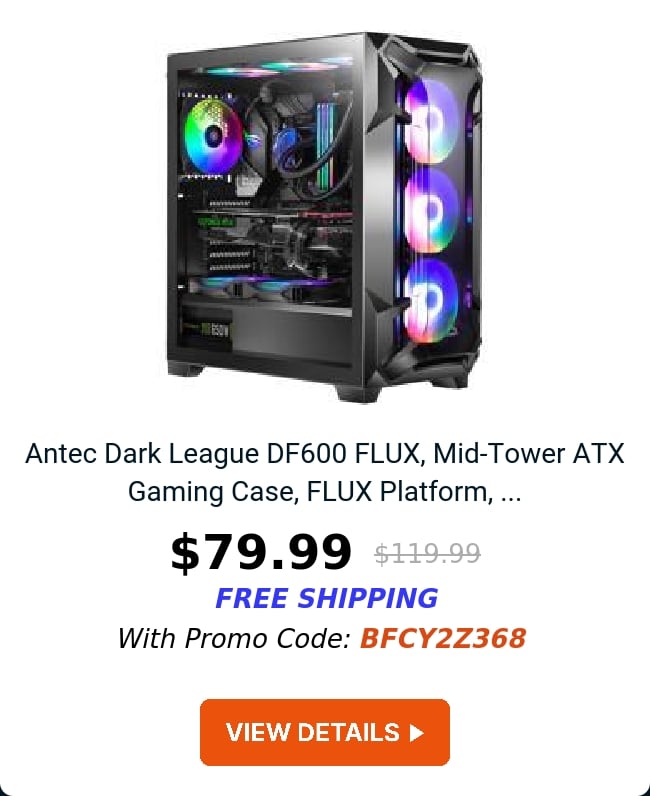 Antec Dark League DF600 FLUX, Mid-Tower ATX Gaming Case, FLUX Platform, ...