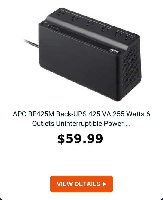 APC BE425M Back-UPS 425 VA 255 Watts 6 Outlets Uninterruptible Power ...