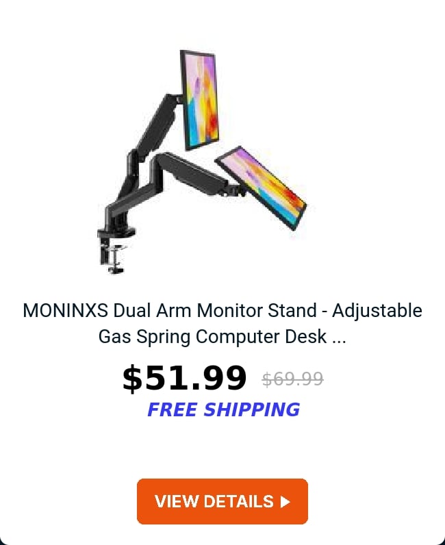 MONINXS Dual Arm Monitor Stand - Adjustable Gas Spring Computer Desk ...