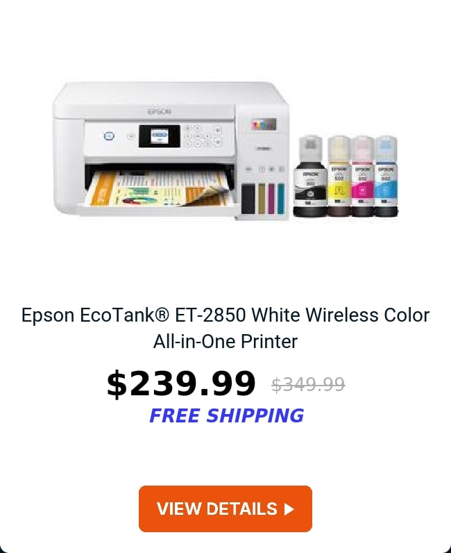 Epson EcoTank® ET-2850 White Wireless Color All-in-One Printer 