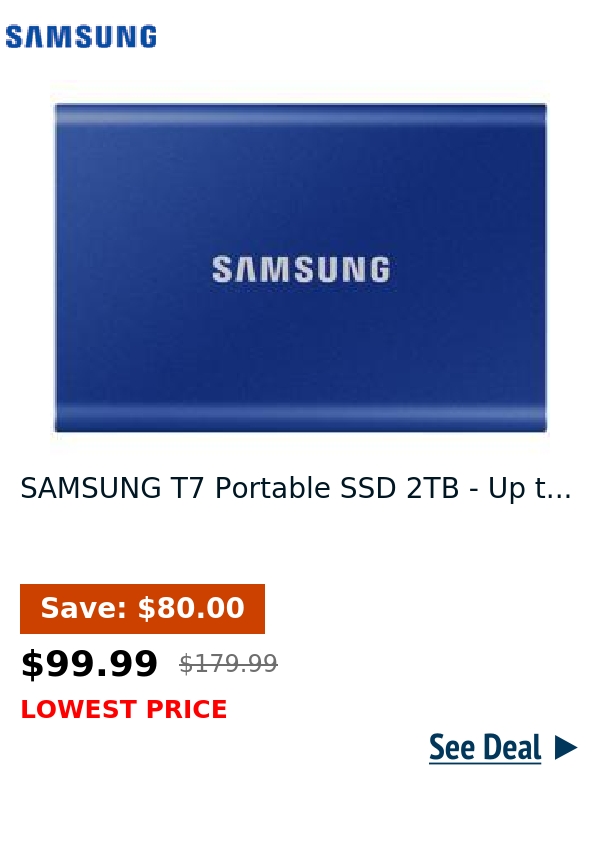 SAMSUNG T7 Portable SSD 2TB - Up t...