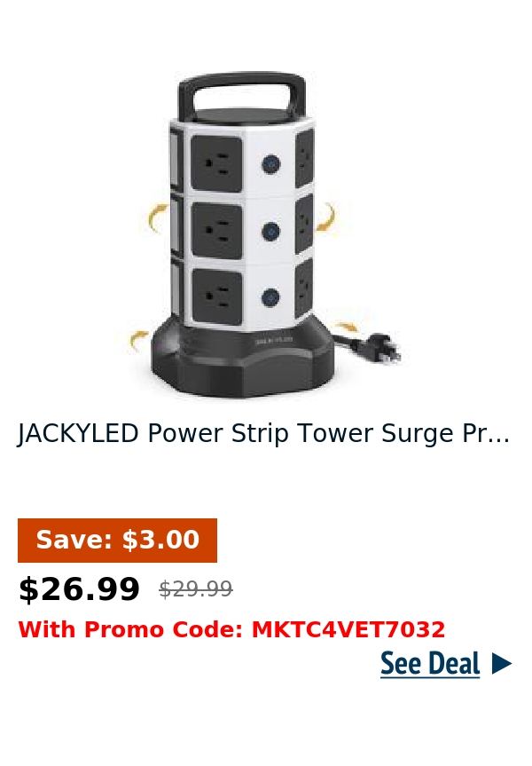 JACKYLED Power Strip Tower Surge Pr...