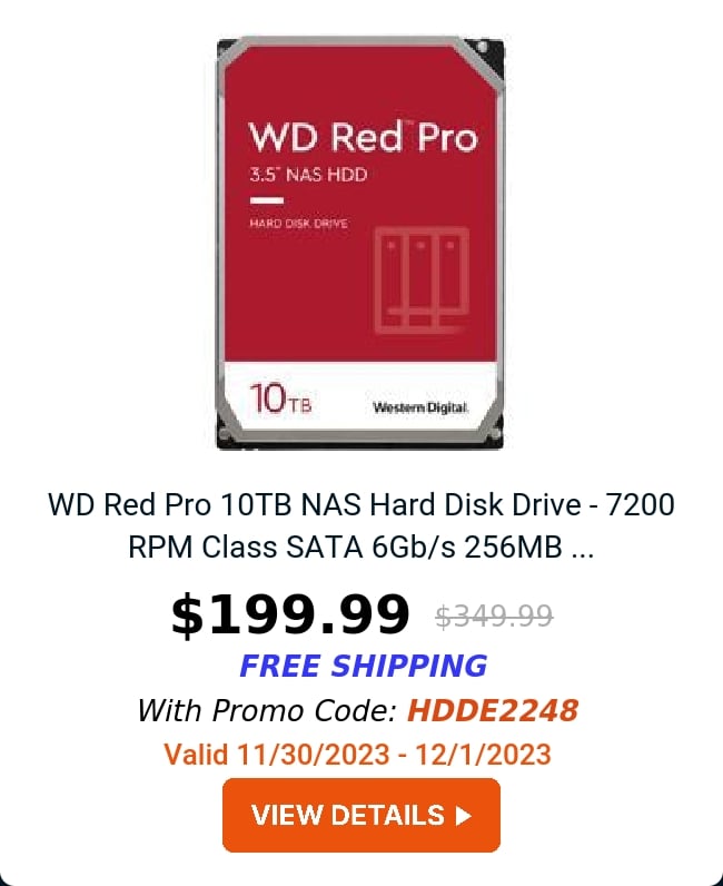 WD Red Pro 10TB NAS Hard Disk Drive - 7200 RPM Class SATA 6Gb/s 256MB ...