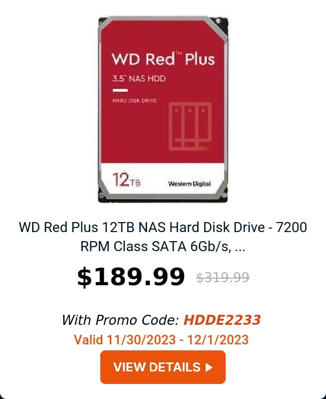 WD Red Plus 12TB NAS Hard Disk Drive - 7200 RPM Class SATA 6Gb/s, ...