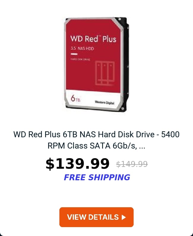 WD Red Plus 6TB NAS Hard Disk Drive - 5400 RPM Class SATA 6Gb/s, ...